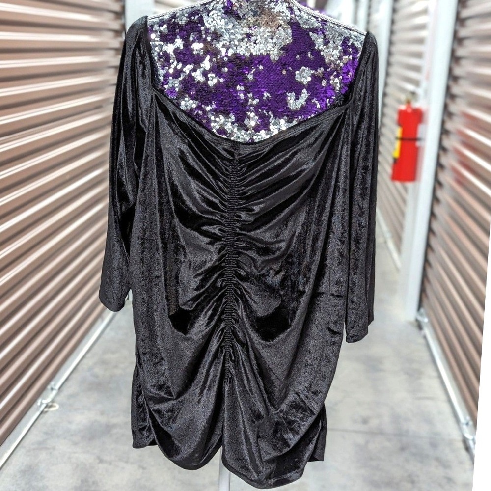 Black Whimsigoth Ruched Witchy Off Shoulder Goth Y2K Velvet Blouse Torrid NWT 4X